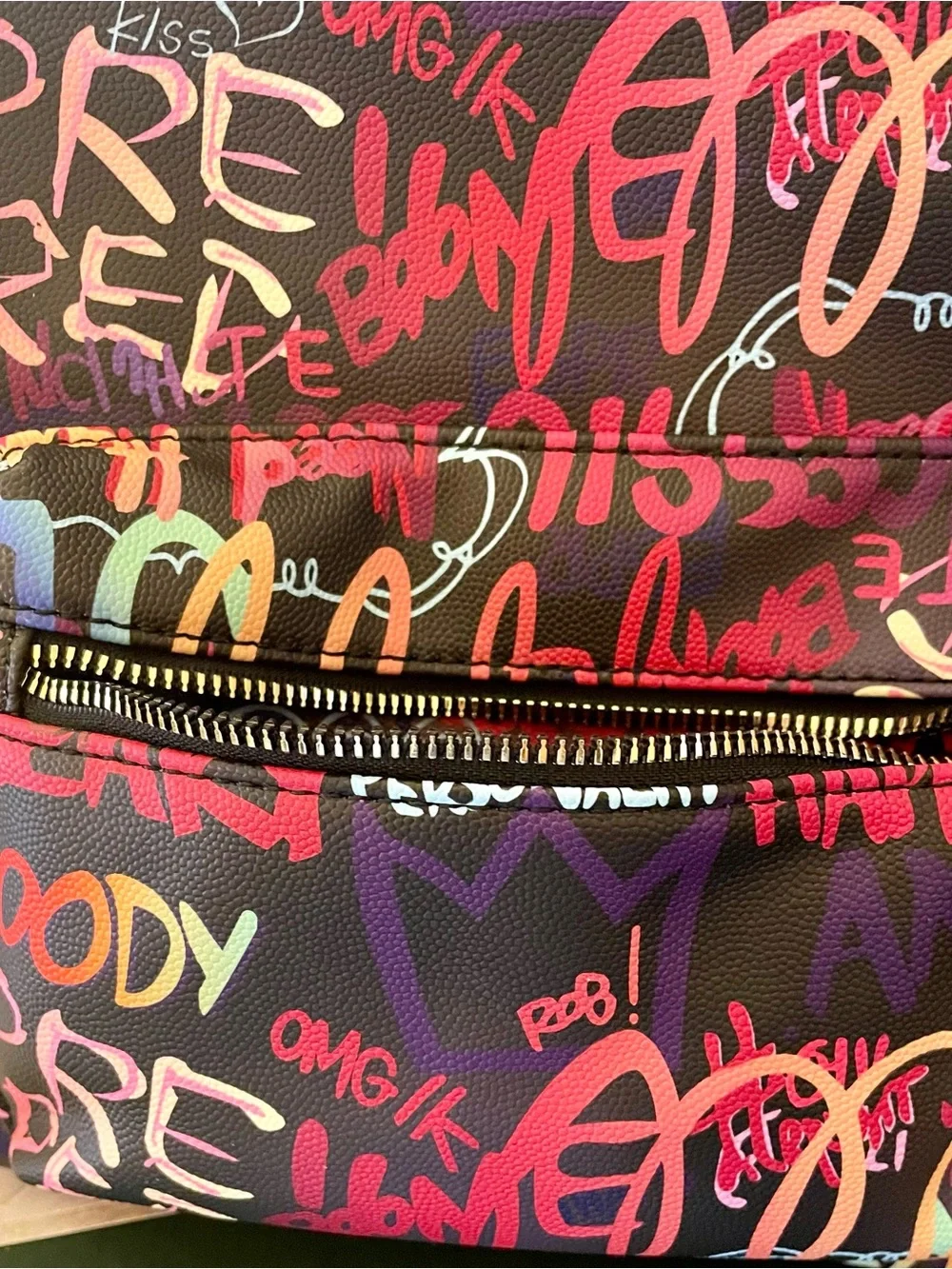 Graffiti Multicolor Backpack — Faux Vegan Leather. Vibrant Street Style